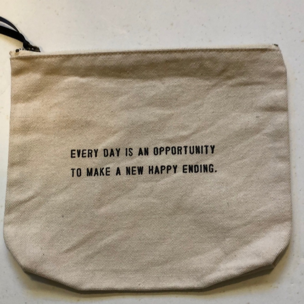 Sugarboo Designs Canvas Zip Bag “Every Day is an Opportunity…Happy Ending”